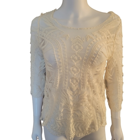 Xhilaration Tops - Xhilaration Lace Shirt Cream XS/TP